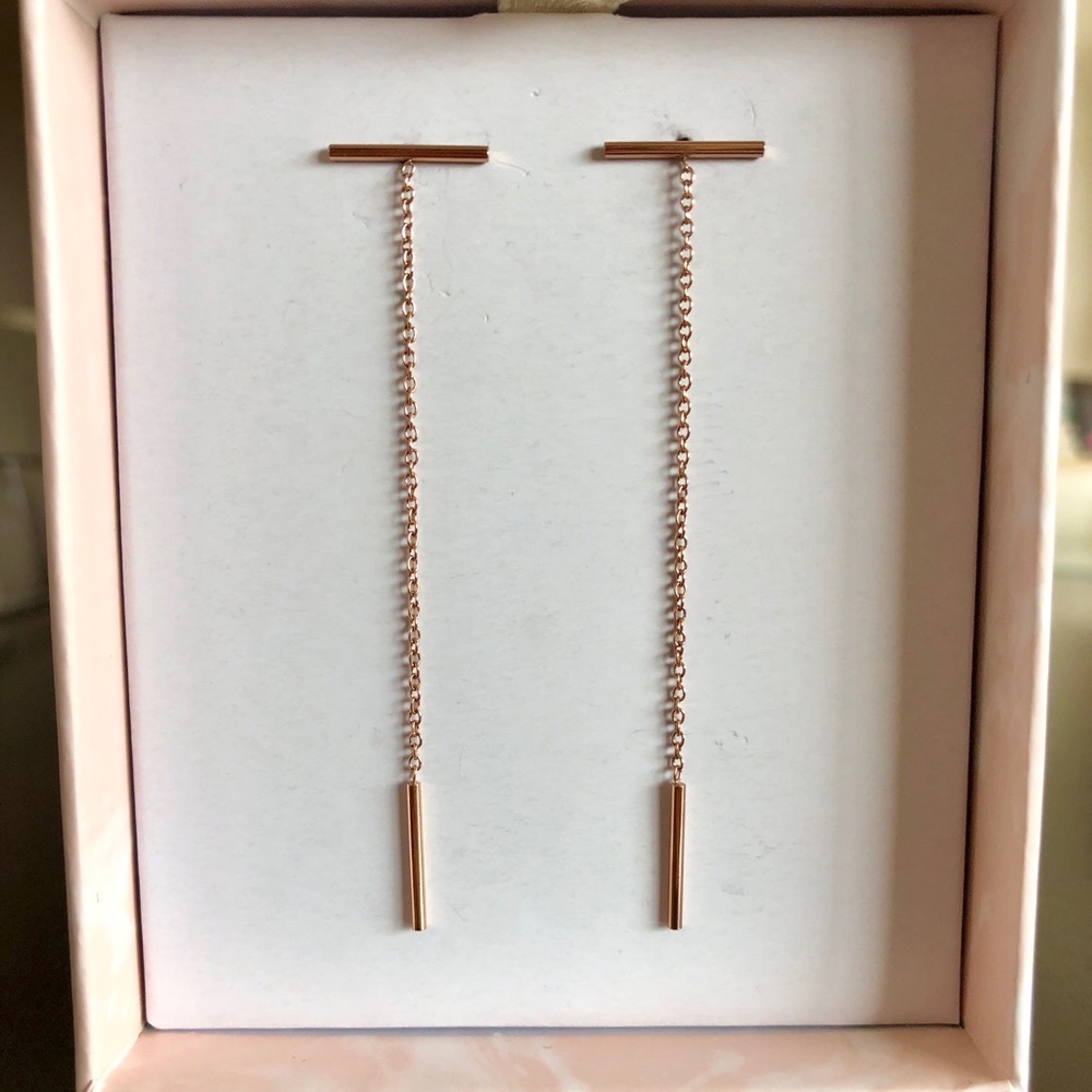 Summer and Rose Bar Chain Earrings in Rose